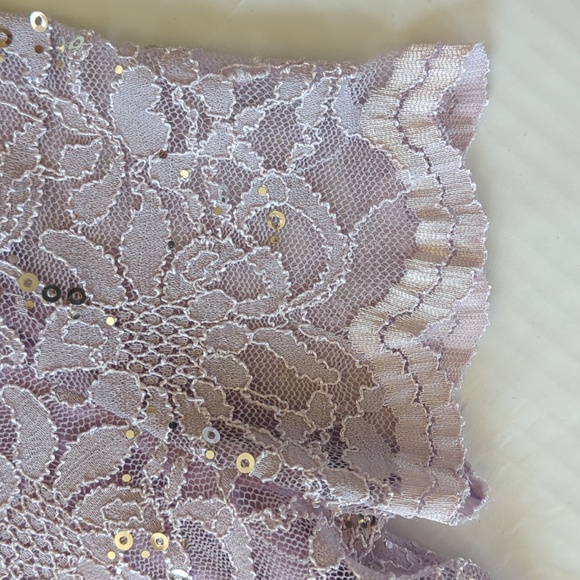 Tiana B. NY Lace Overlay Floral Sequin Embellished Lined Dress 4P Lavender USA - Picture 10 of 14